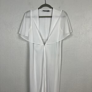 Abi Ferrin Sheer Dress Coverup Negligee Nightie Single Clasp White - S